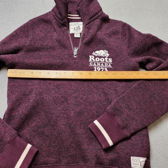 Roots Burgundy Half-Zip Sweatshirt Roots Cabin Sz XXS - Picture 9 of 9